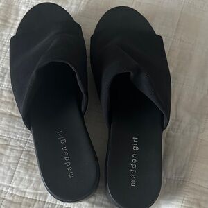 Madden Girl Black Open-Toe Mules